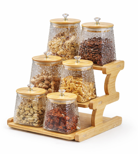 SET OF GLASS STORAGE JAR
