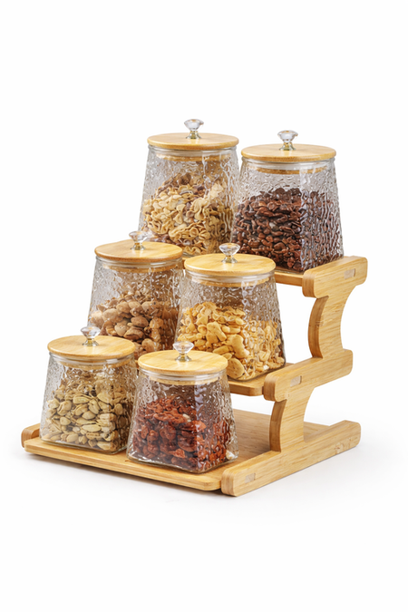 SET OF GLASS STORAGE JAR