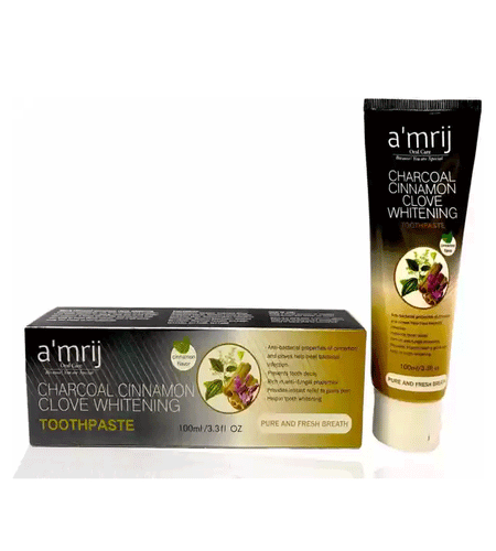 CHARCOAL CINNAMON CLOVE WHITENING TOOTH PASTE a’mrij